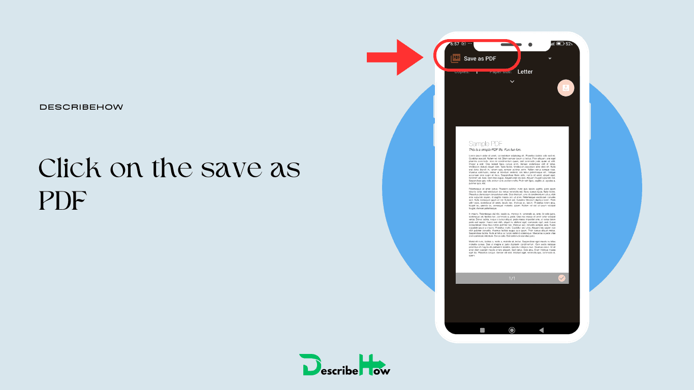 Click on save as PDF - how to remove password from PDF - DescribeHow