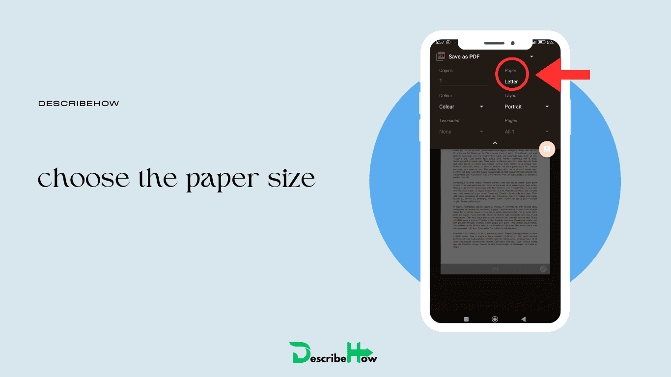 Choose paper size - DescribeHow